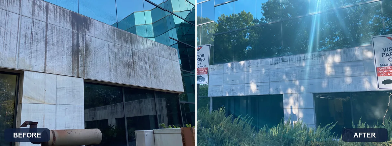 Office building facade: before and after cleaning by Georgia Bubbles