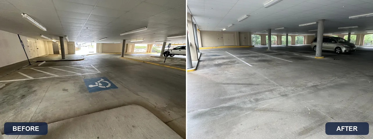College parking deck: before and after cleaning by Georgia Bubbles